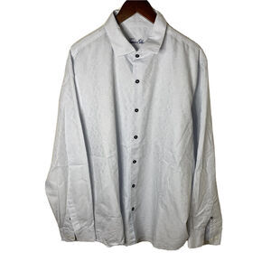 Tasso Elba Button Up Shirt Mens XXL Black Gray Floral Long Sleeve Cotton